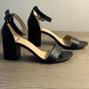 CL by Laundry Black Block Heel Sandals